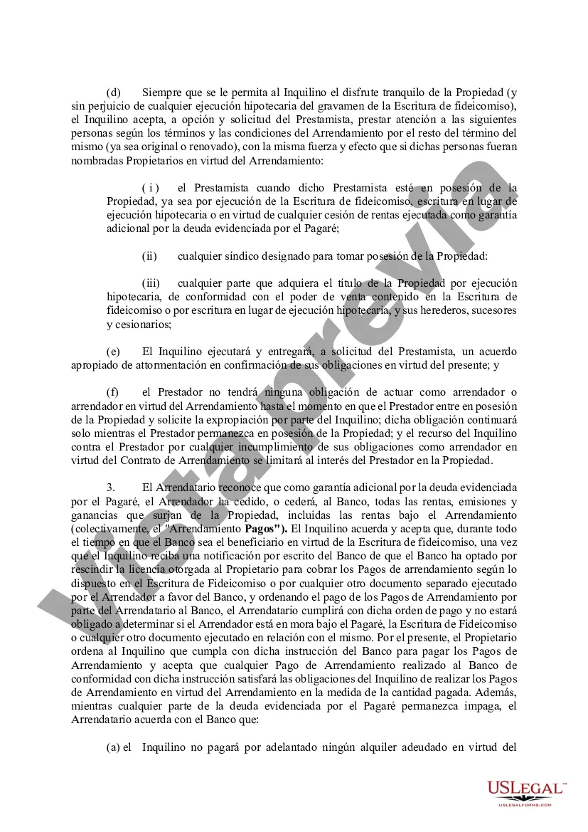 Preview Acuerdo de impedimento del arrendatario, subordinación, no perturbación y desagravio