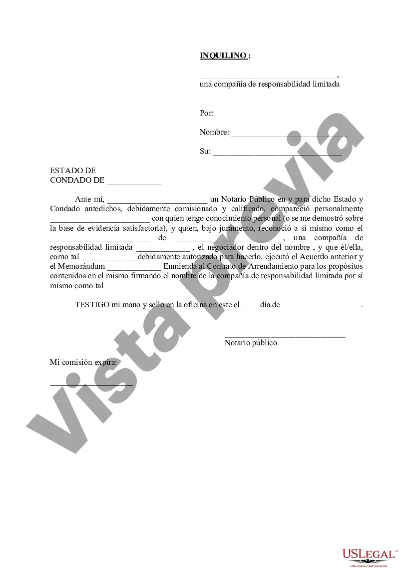 Preview Acuerdo y Memorándum de la Tercera Enmienda al Contrato de Arrendamiento