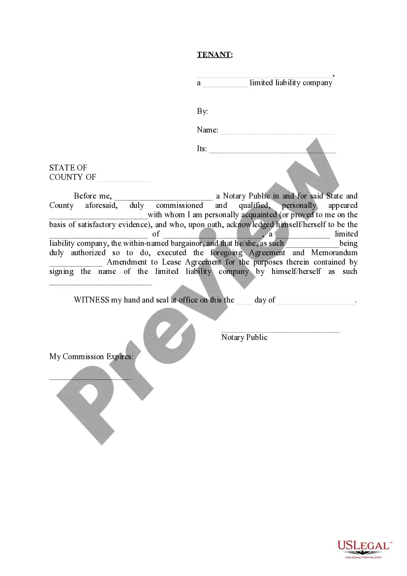 Preview Agreement and Memorandum of Third Amendment to Lease Agreement