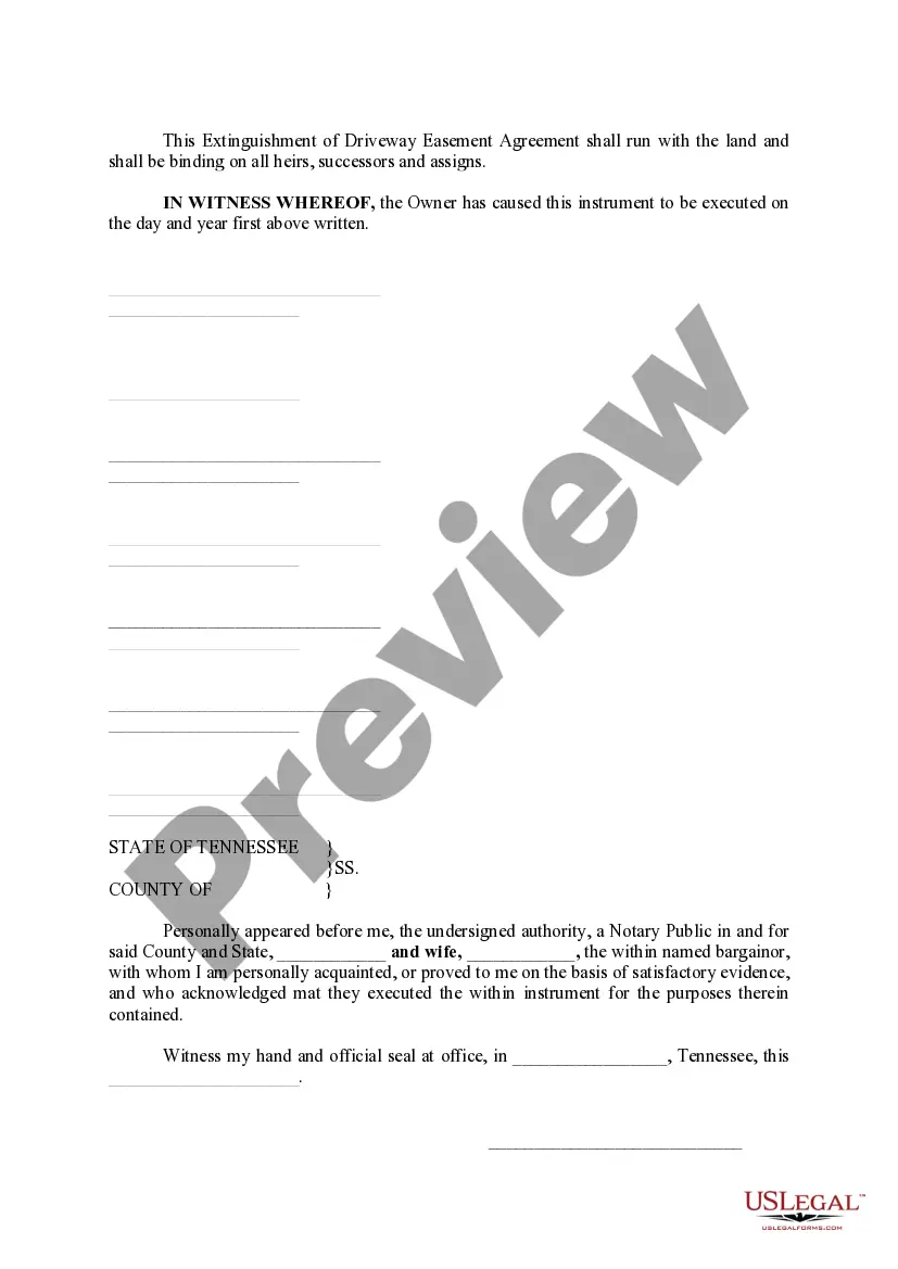 Preview Extinguishment of Driveway Easement Agreement