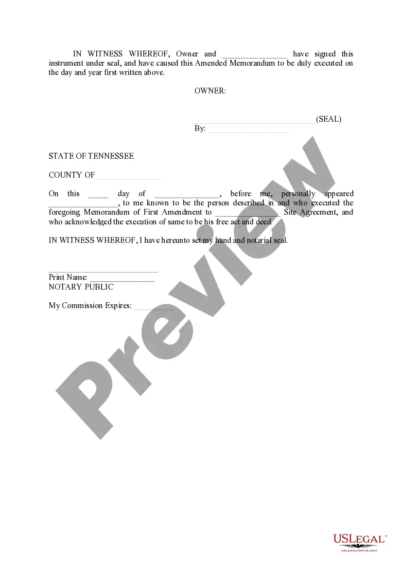 Preview Memorandum of First Amendment to PCS Site Agreement