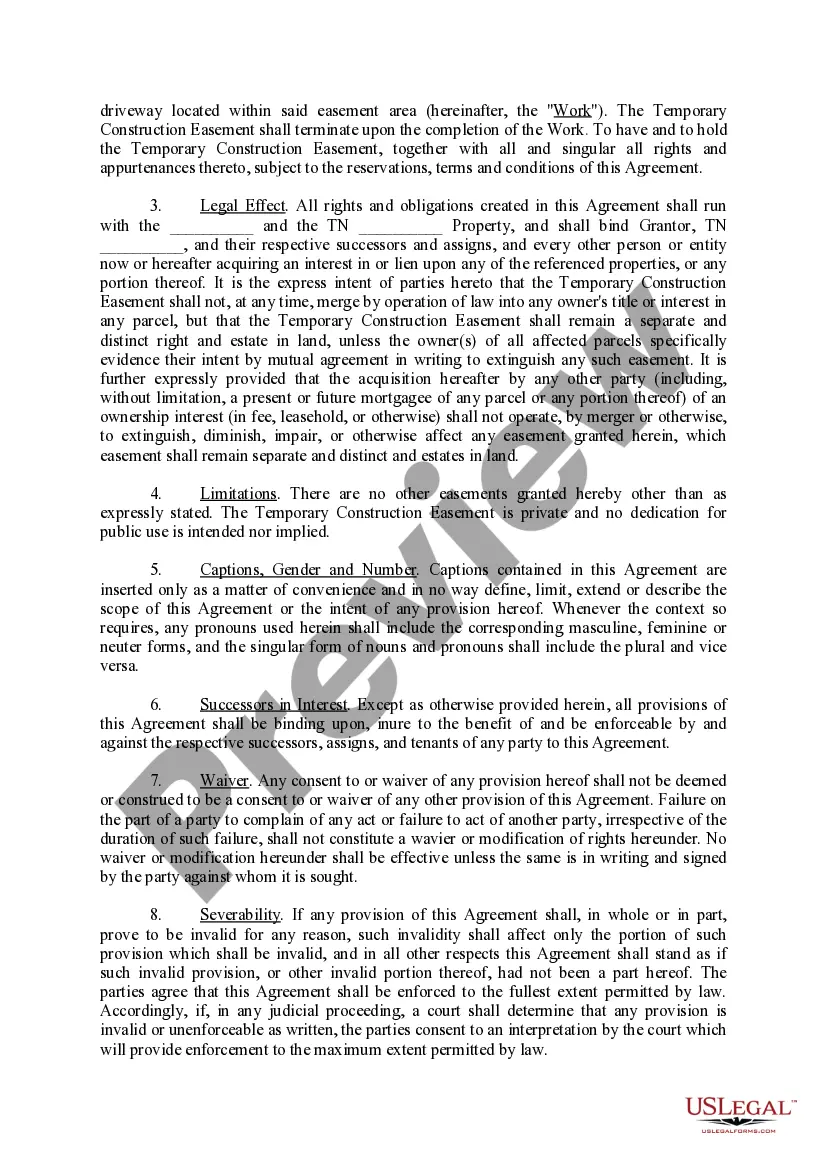 Get Temporary Construction Easement AgreementAgreement Preview Temporary Construction Easement AgreementAgreement