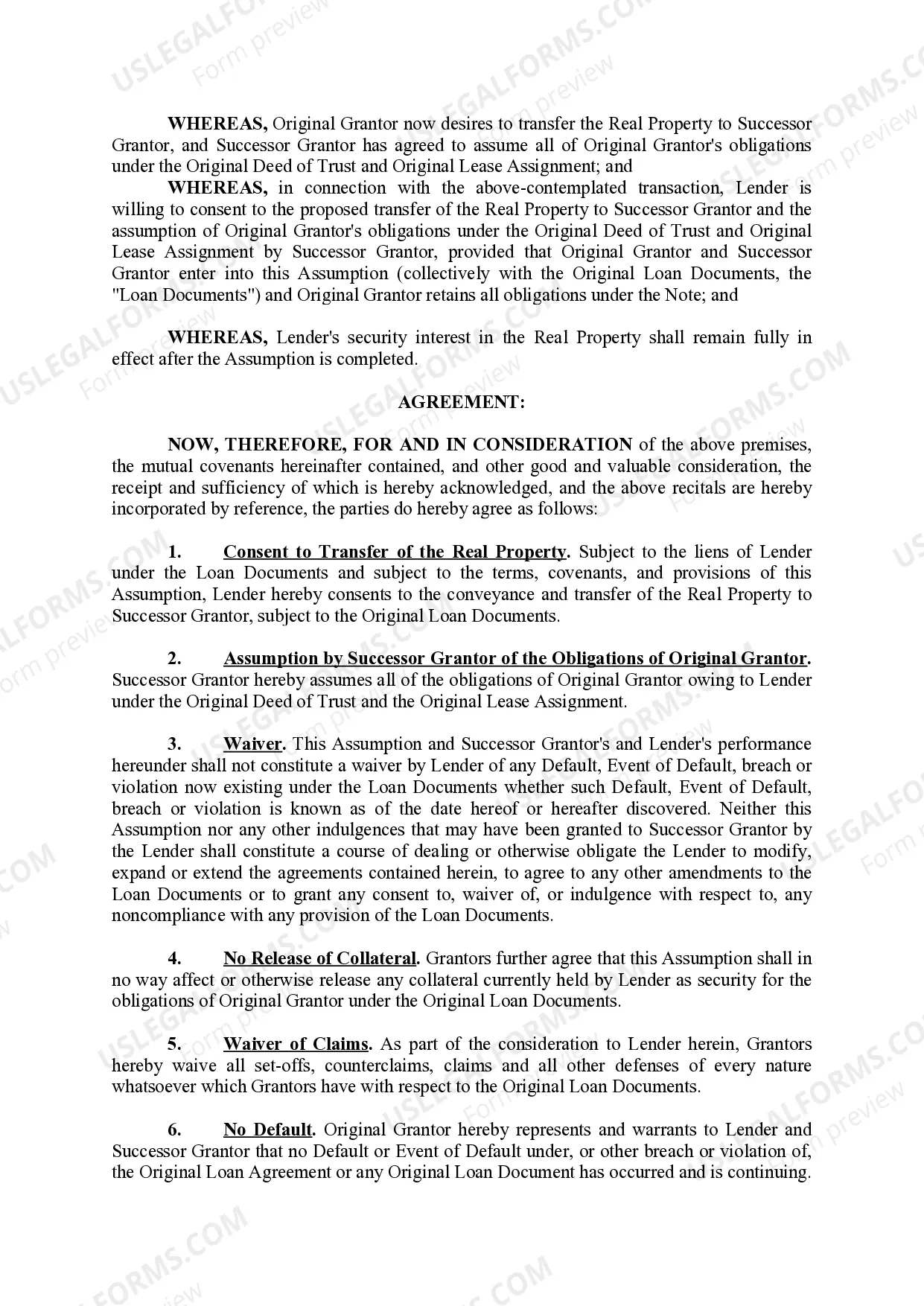 Preview Assumption of Certain Loan Documents