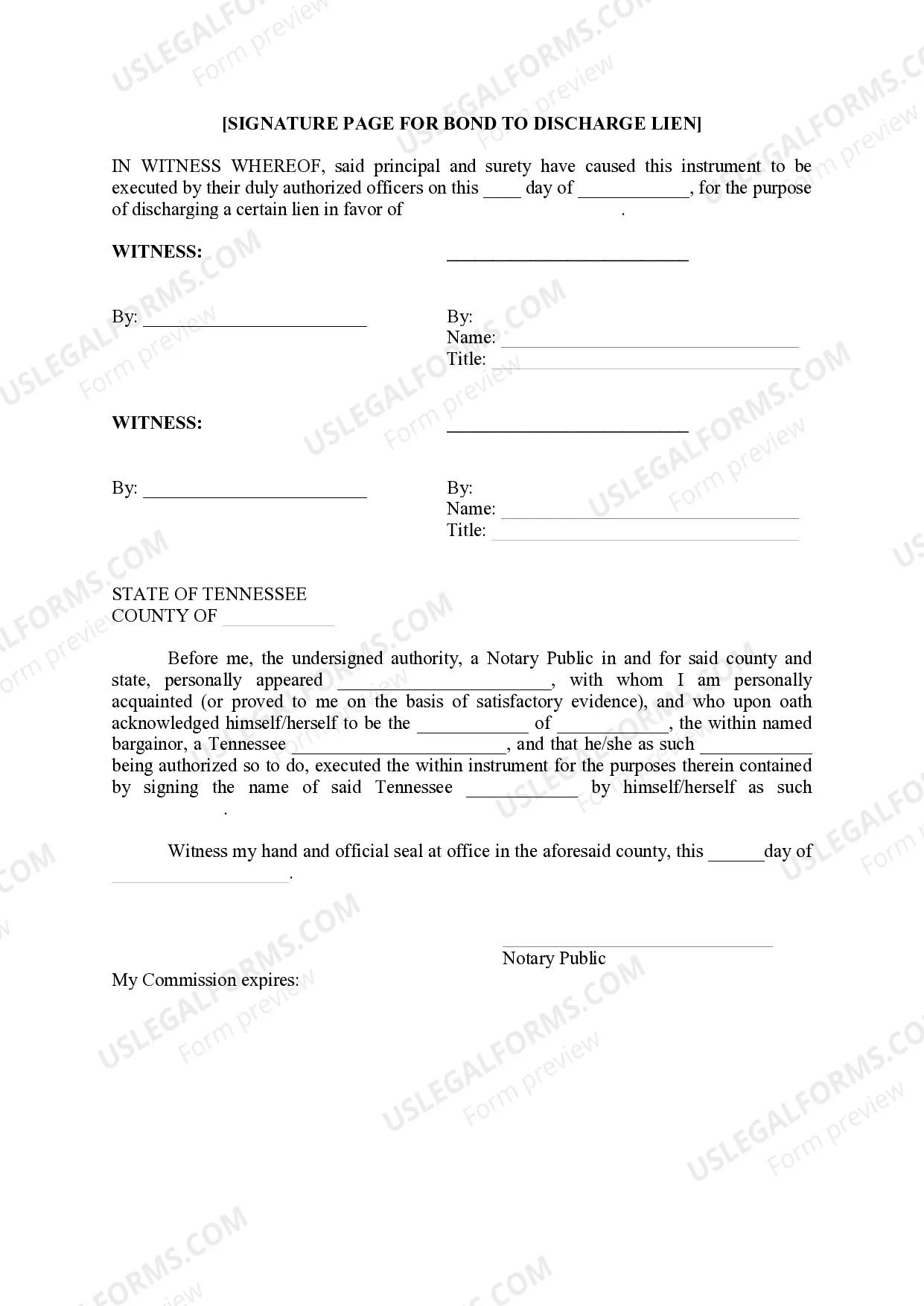Preview Bond to Discharge Lien