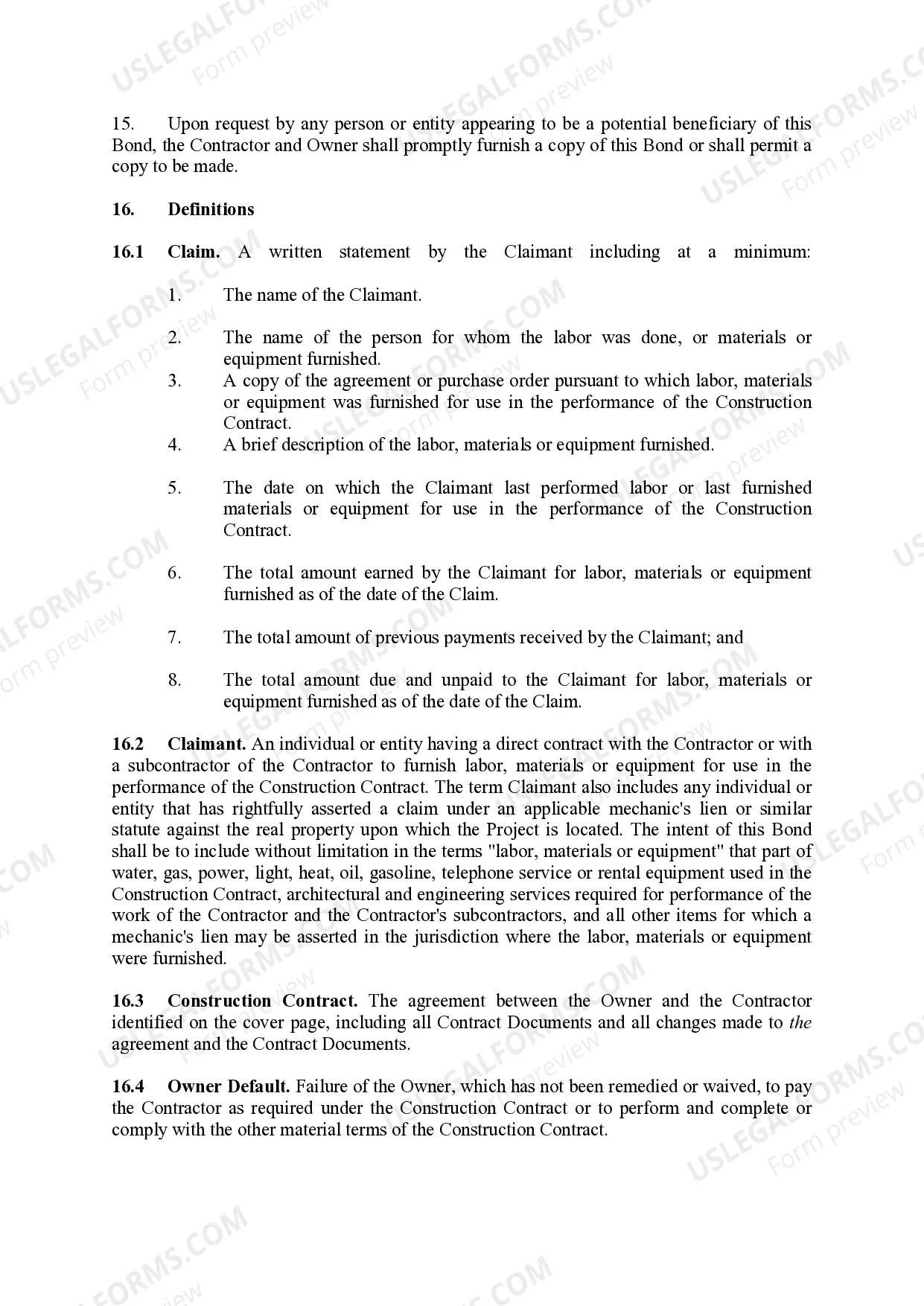 Preview Payment Bond