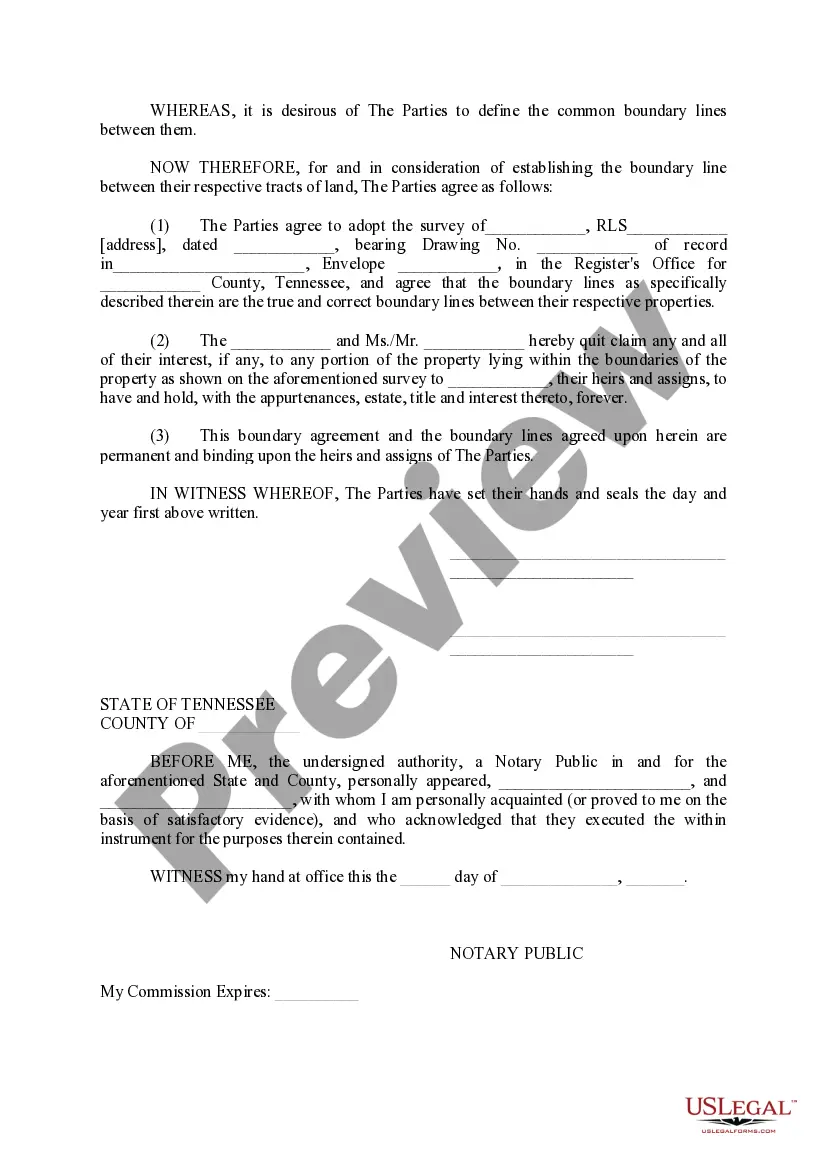 Preview Boundary Line Agreement