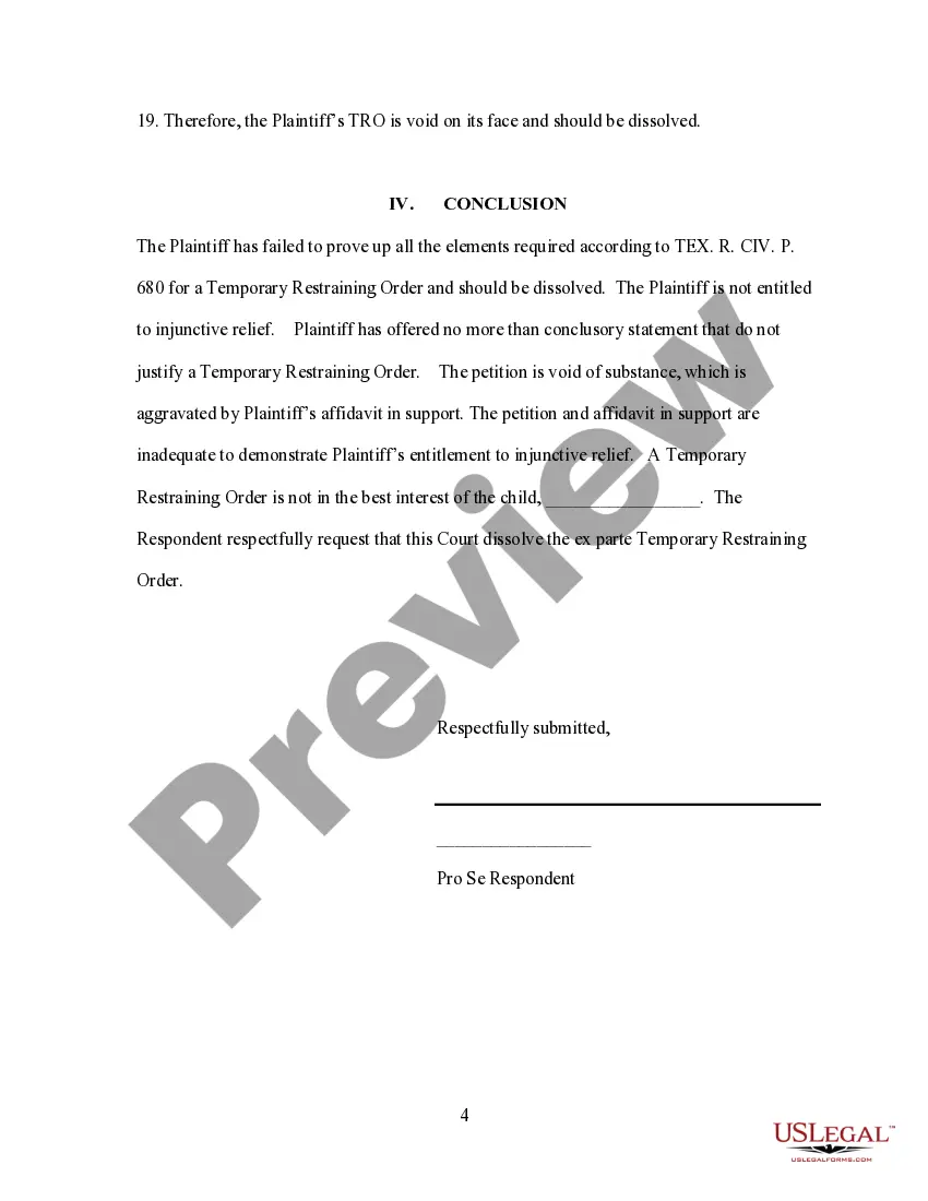 Preview Motion to Dissolve Temporary Restraining Order