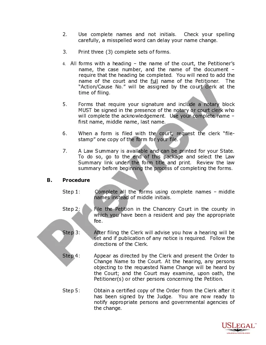 Preview Tennessee Name Change Instructions and Forms Package for an Adult