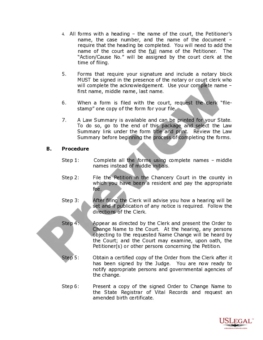 Preview Tennessee Name Change Instructions and Forms Package for a Minor