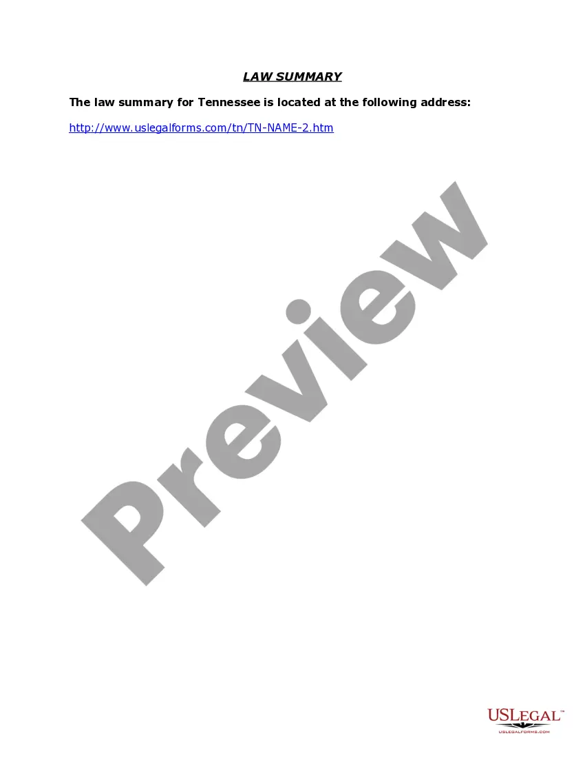 Preview Tennessee Name Change Instructions and Forms Package for a Minor
