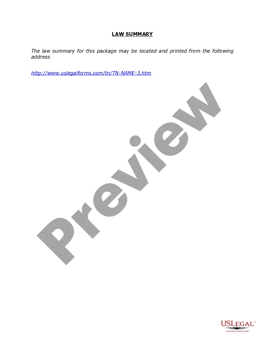 Preview Tennessee Name Change Instructions and Forms Package for a Family