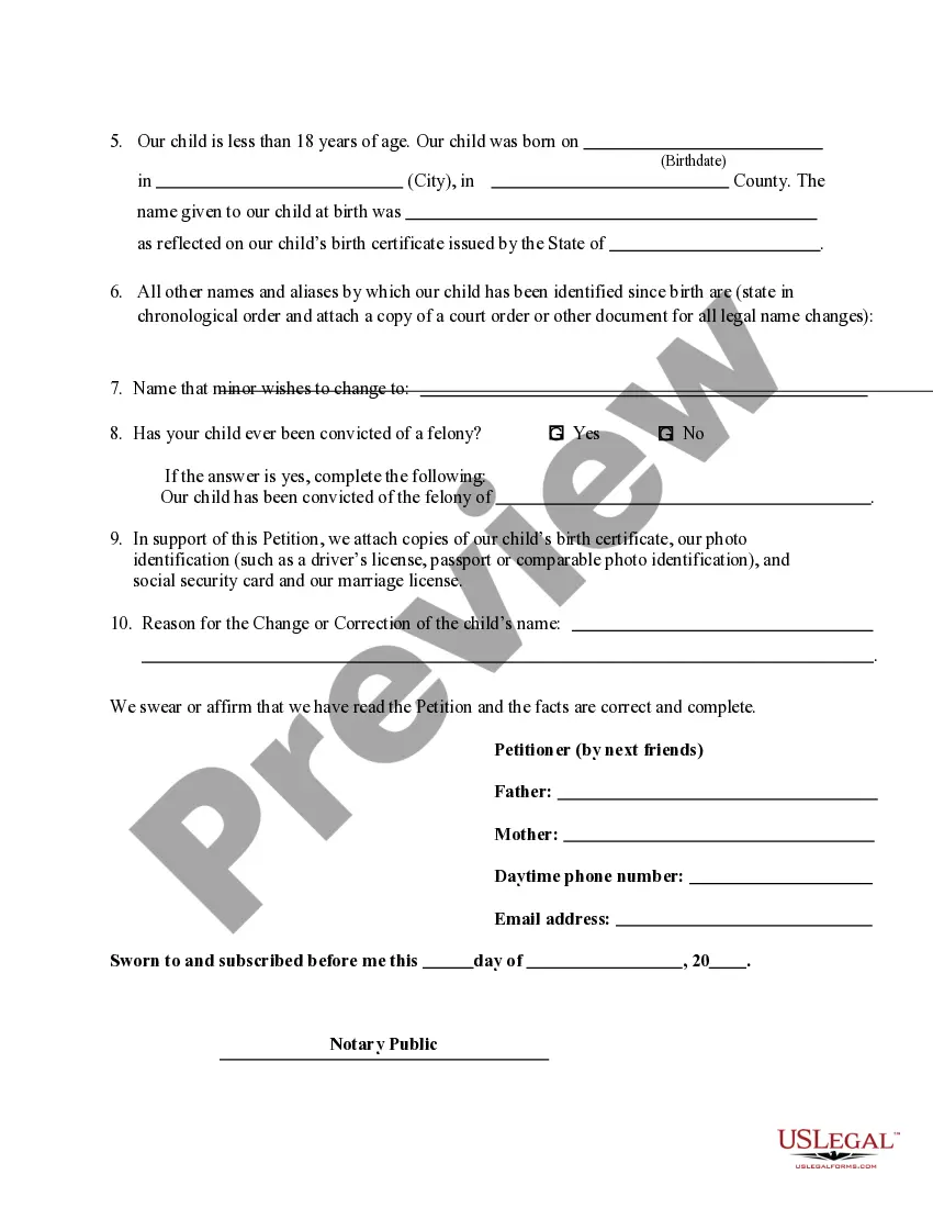 Preview Petition for Name Change