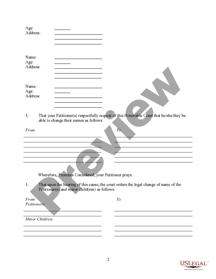 Preview Petition for Change of Name