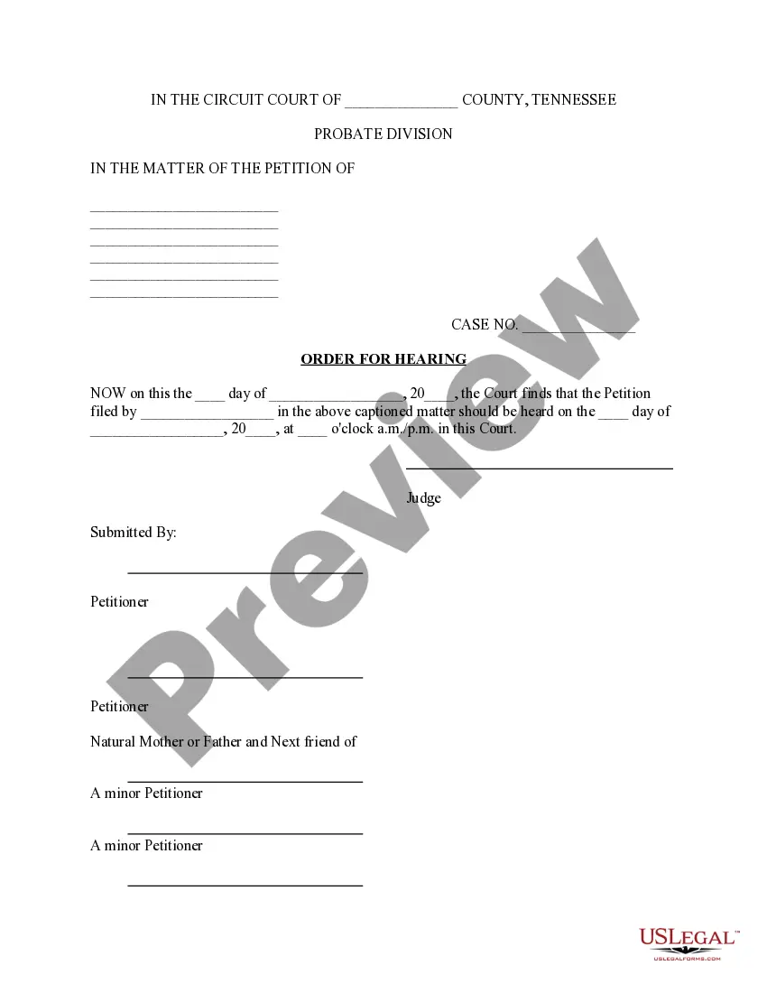 Preview Order for Hearing for Name Change