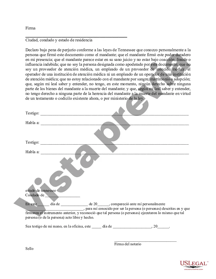 Preview Poder general duradero para la propiedad y las finanzas o efectivo financiero en caso de incapacidad