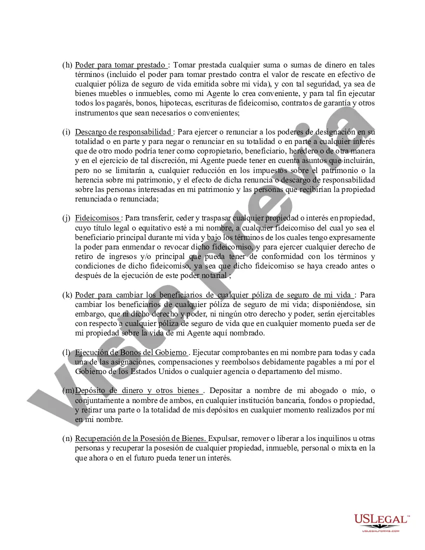 Preview Poder general duradero para la propiedad y las finanzas o efectivo financiero en caso de incapacidad