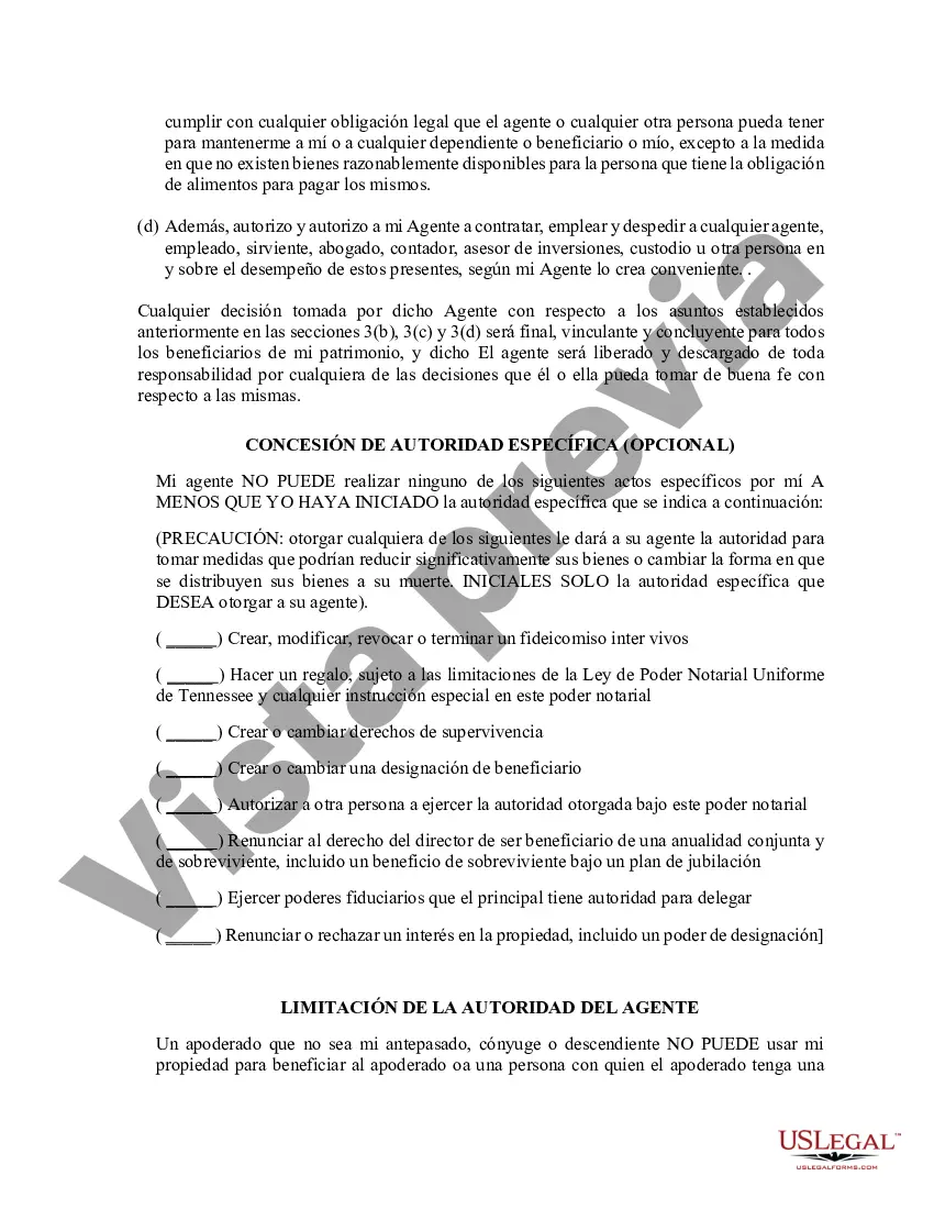 Preview Poder general duradero para la propiedad y las finanzas o efectivo financiero en caso de incapacidad