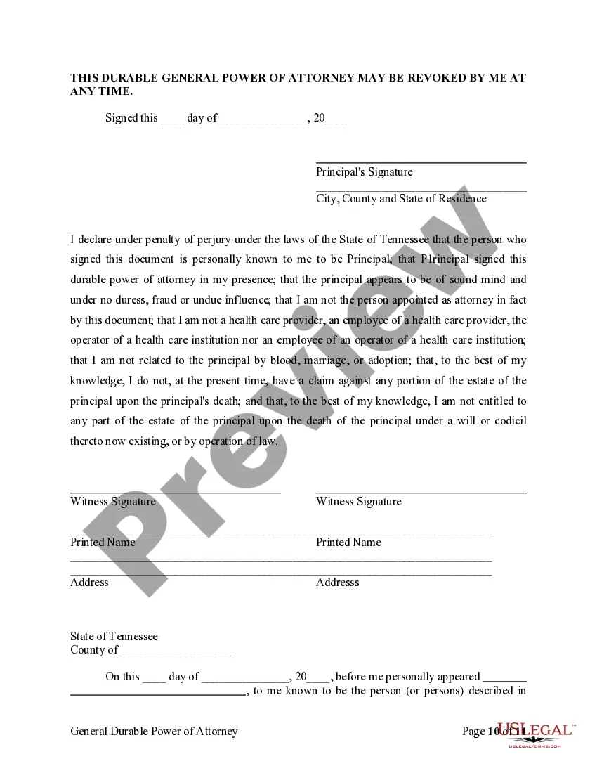 Preview General Durable Power of Attorney for Property and Finances or Financial Effective upon Disability