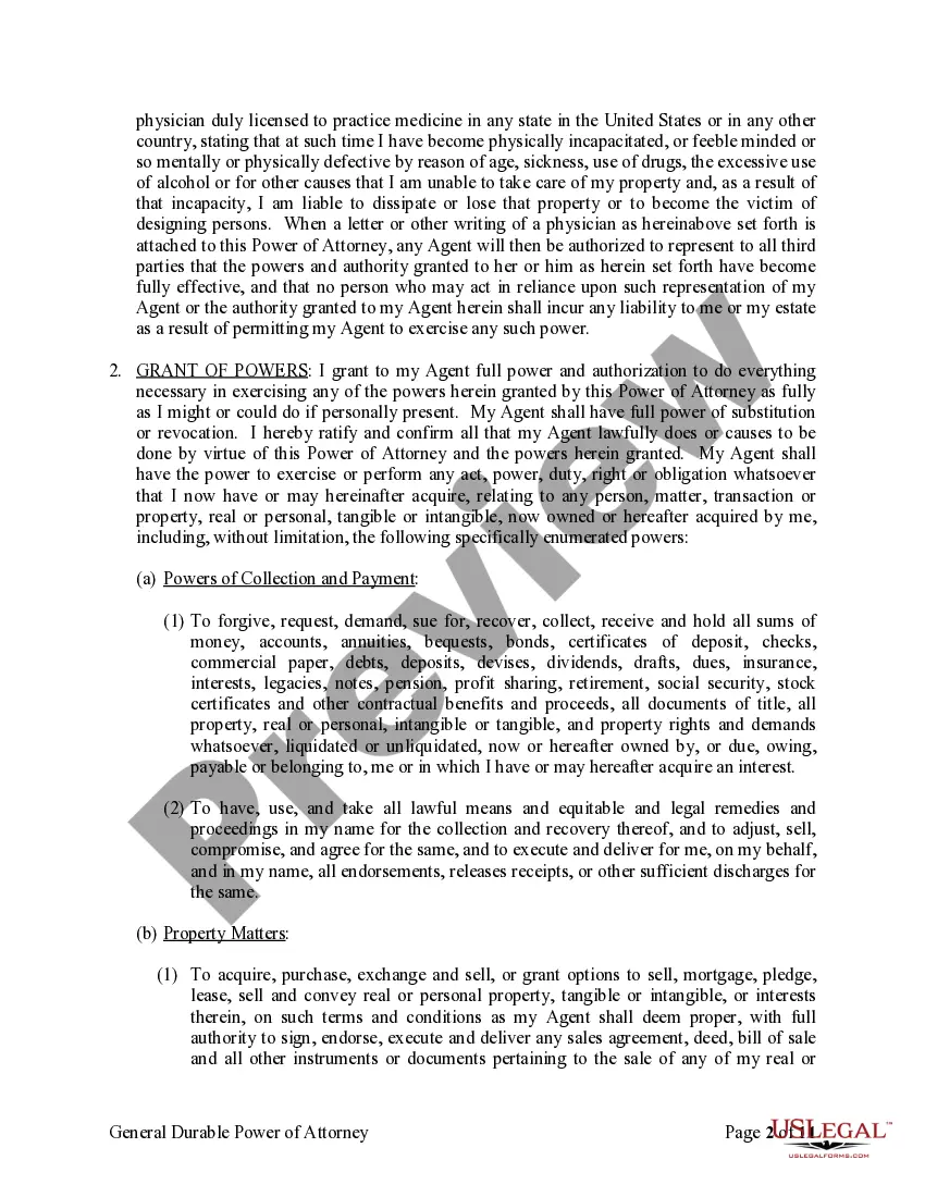 Preview General Durable Power of Attorney for Property and Finances or Financial Effective upon Disability