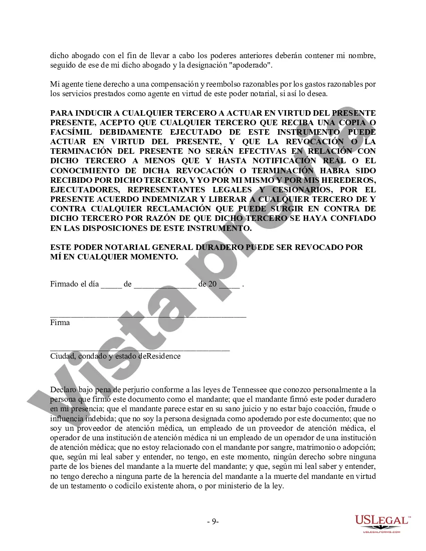 Preview Poder General Duradero para Bienes y Finanzas o Financiero Efectivo Inmediatamente