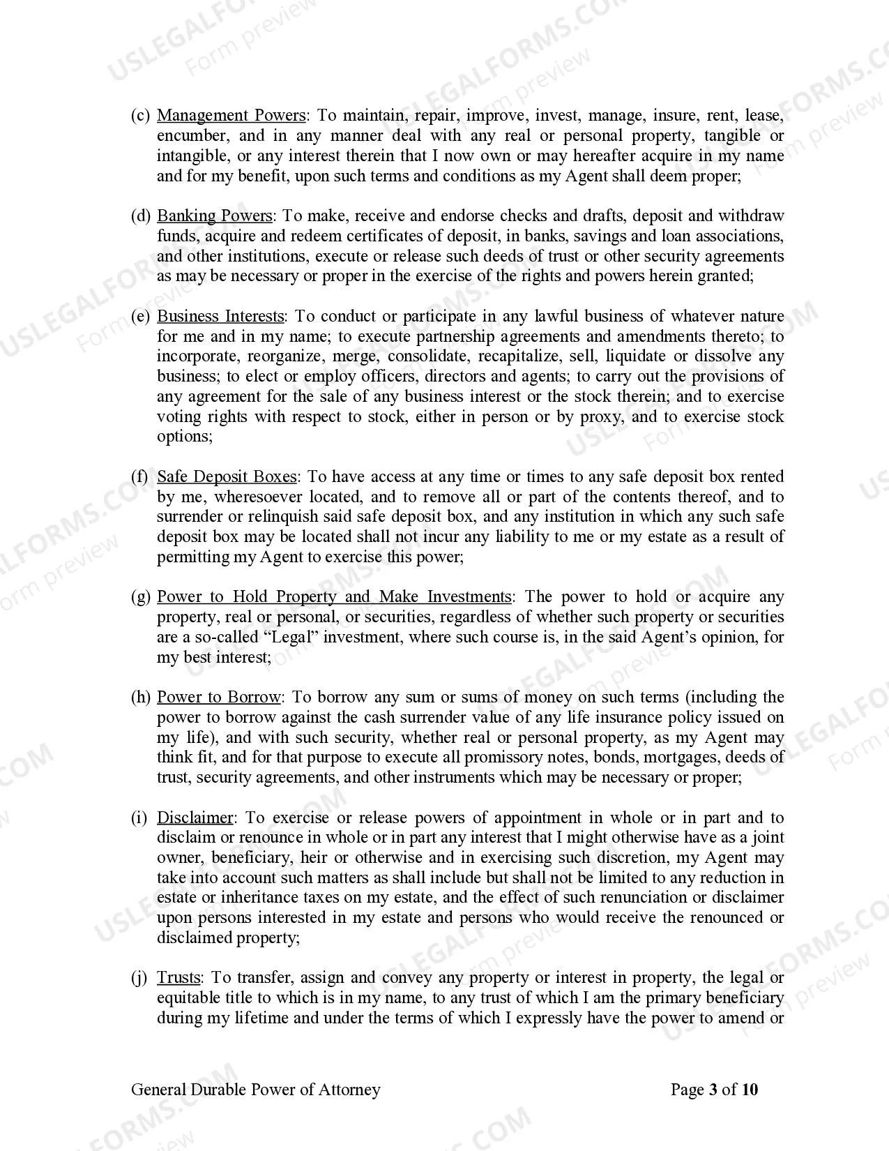 Preview General Durable Power of Attorney for Property and Finances or Financial Effective Immediately