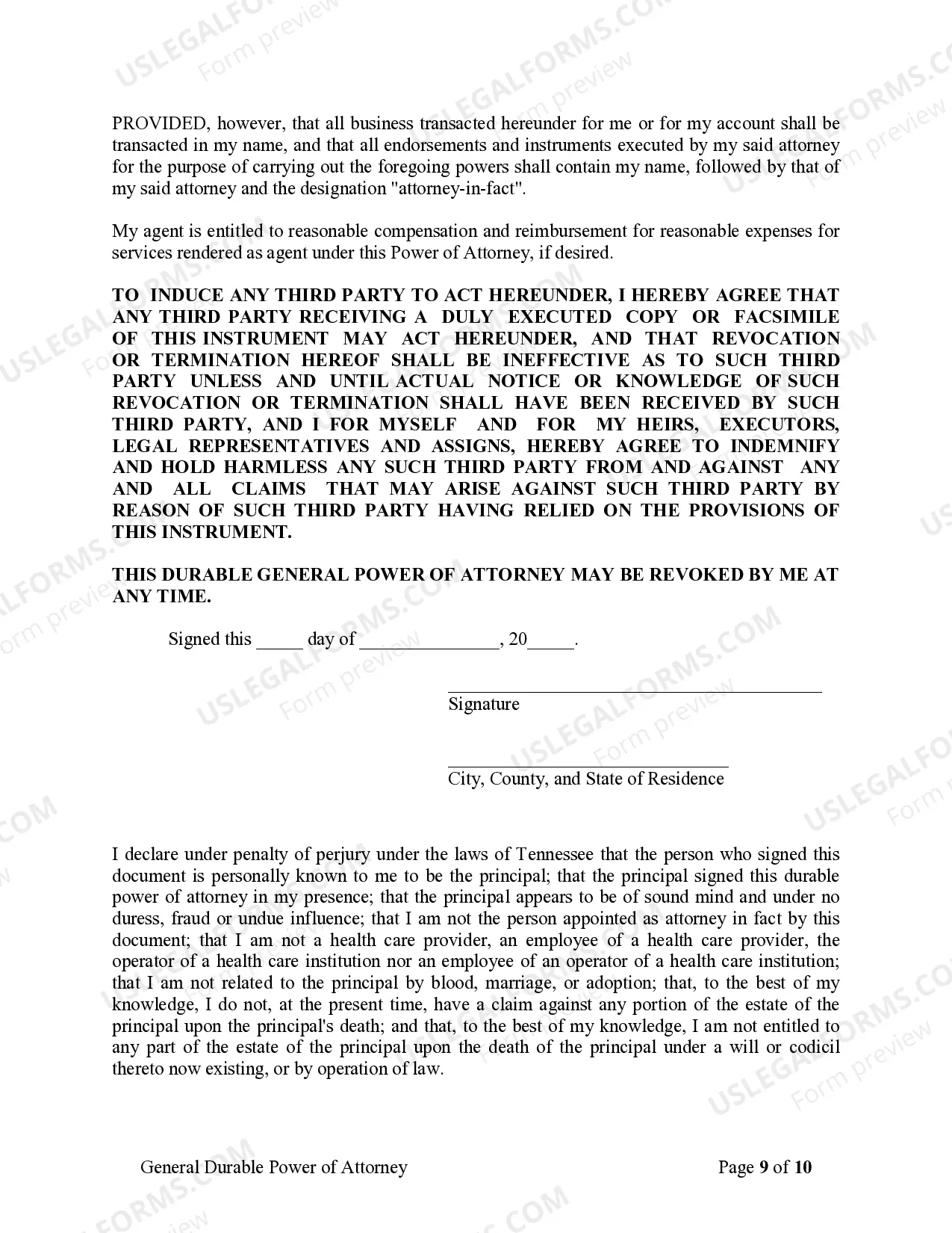 Preview General Durable Power of Attorney for Property and Finances or Financial Effective Immediately