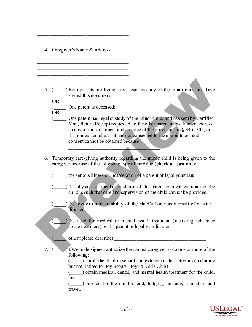 Power Of Attorney For Guardianship Of Child | US Legal Forms