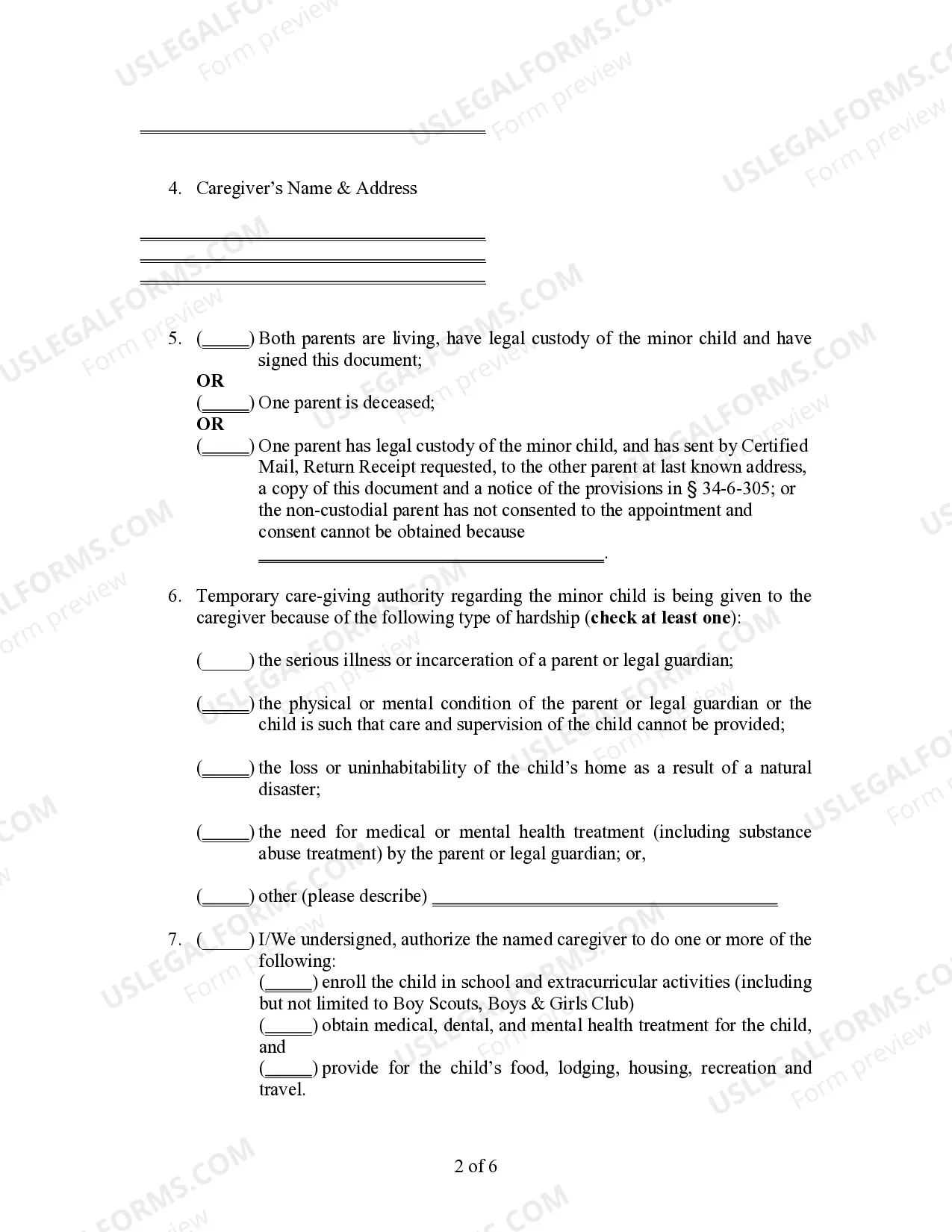 Preview General Power of Attorney for Care and Custody of Child or Children