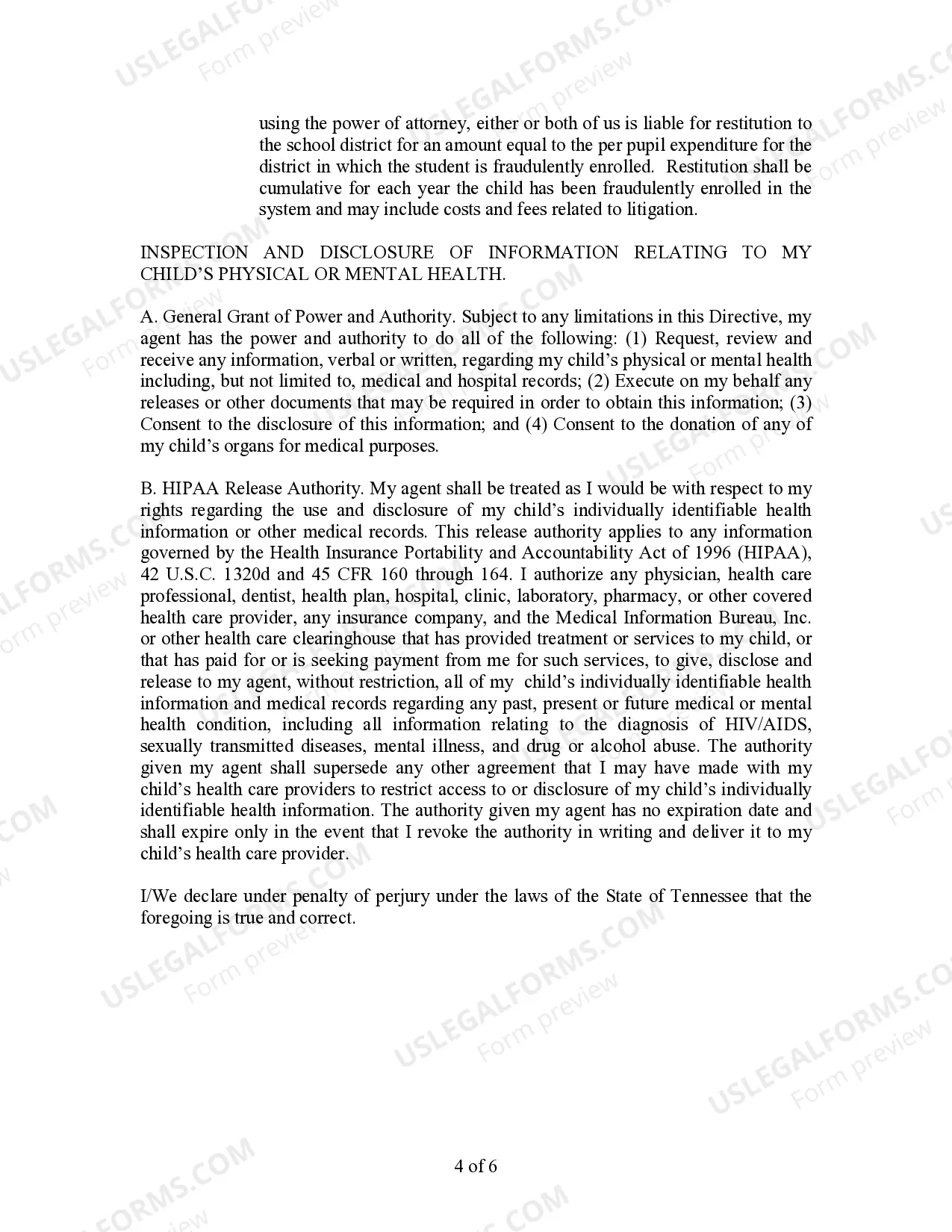 Preview General Power of Attorney for Care and Custody of Child or Children