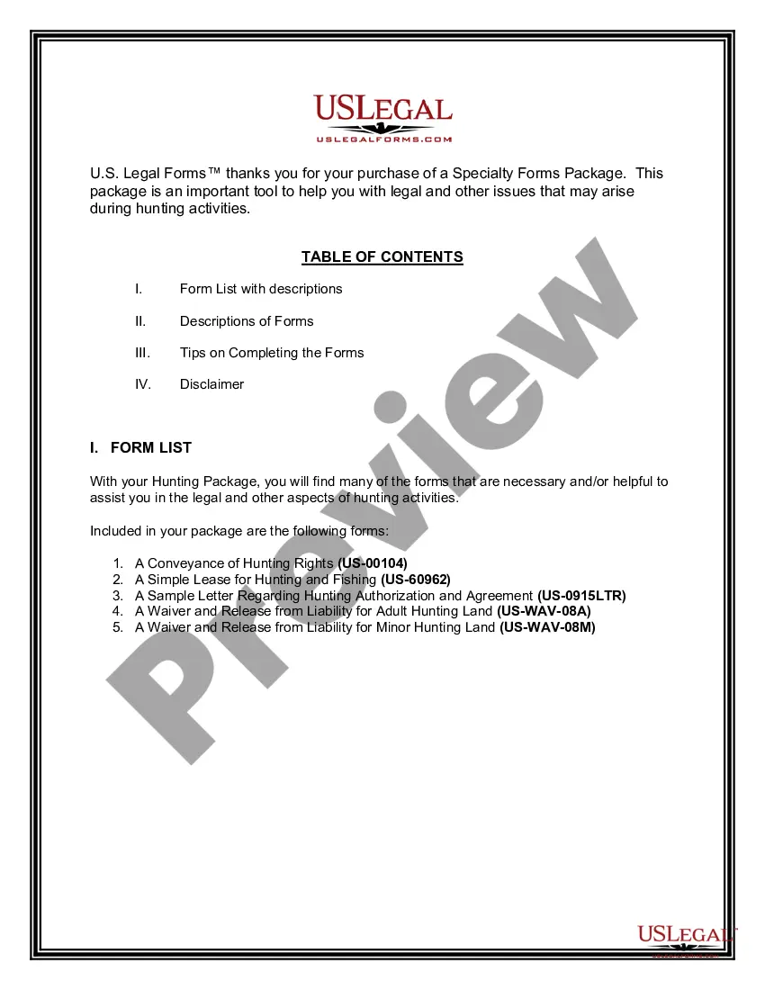 Preview Tennessee Hunting Forms Package