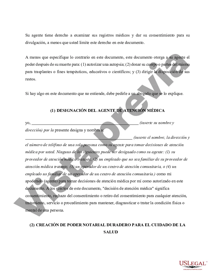 Preview Poder Notarial para el Cuidado de la Salud - Poder Notarial Duradero para el Cuidado de la Salud