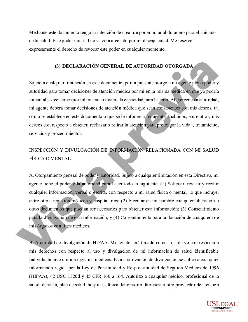 Preview Poder Notarial para el Cuidado de la Salud - Poder Notarial Duradero para el Cuidado de la Salud