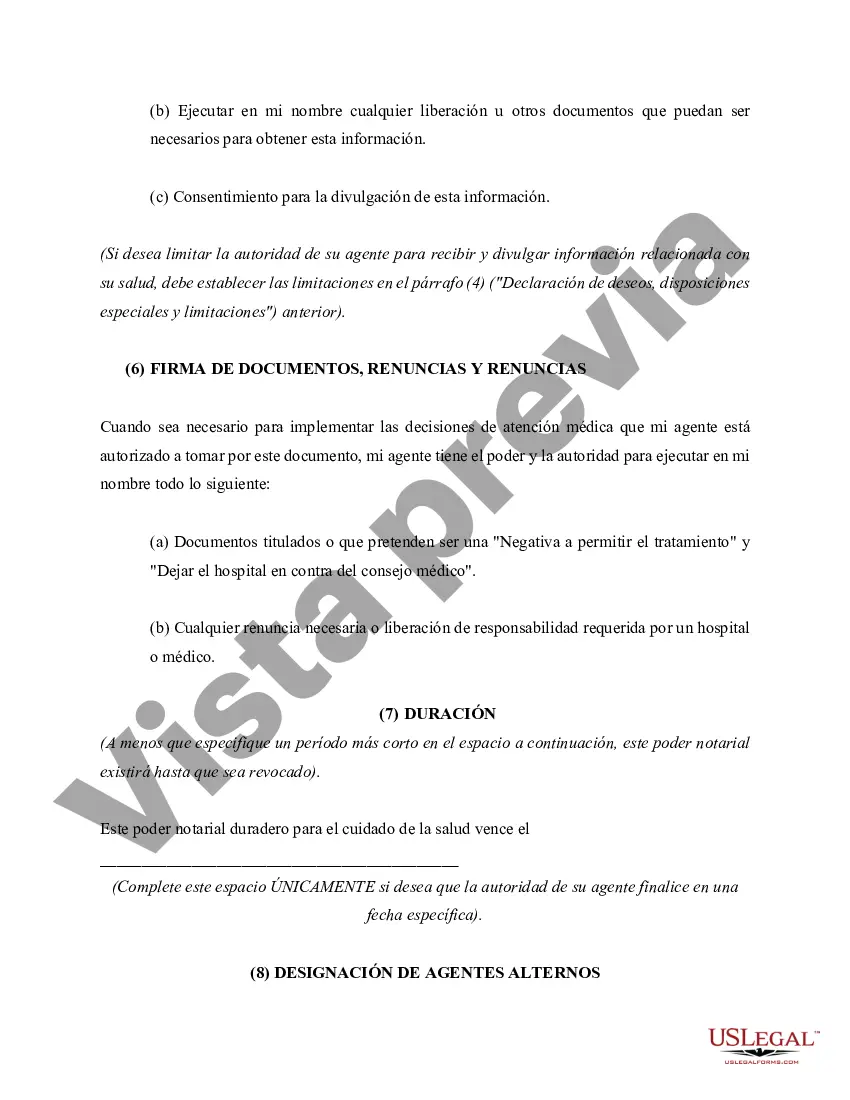 Preview Poder Notarial para el Cuidado de la Salud - Poder Notarial Duradero para el Cuidado de la Salud