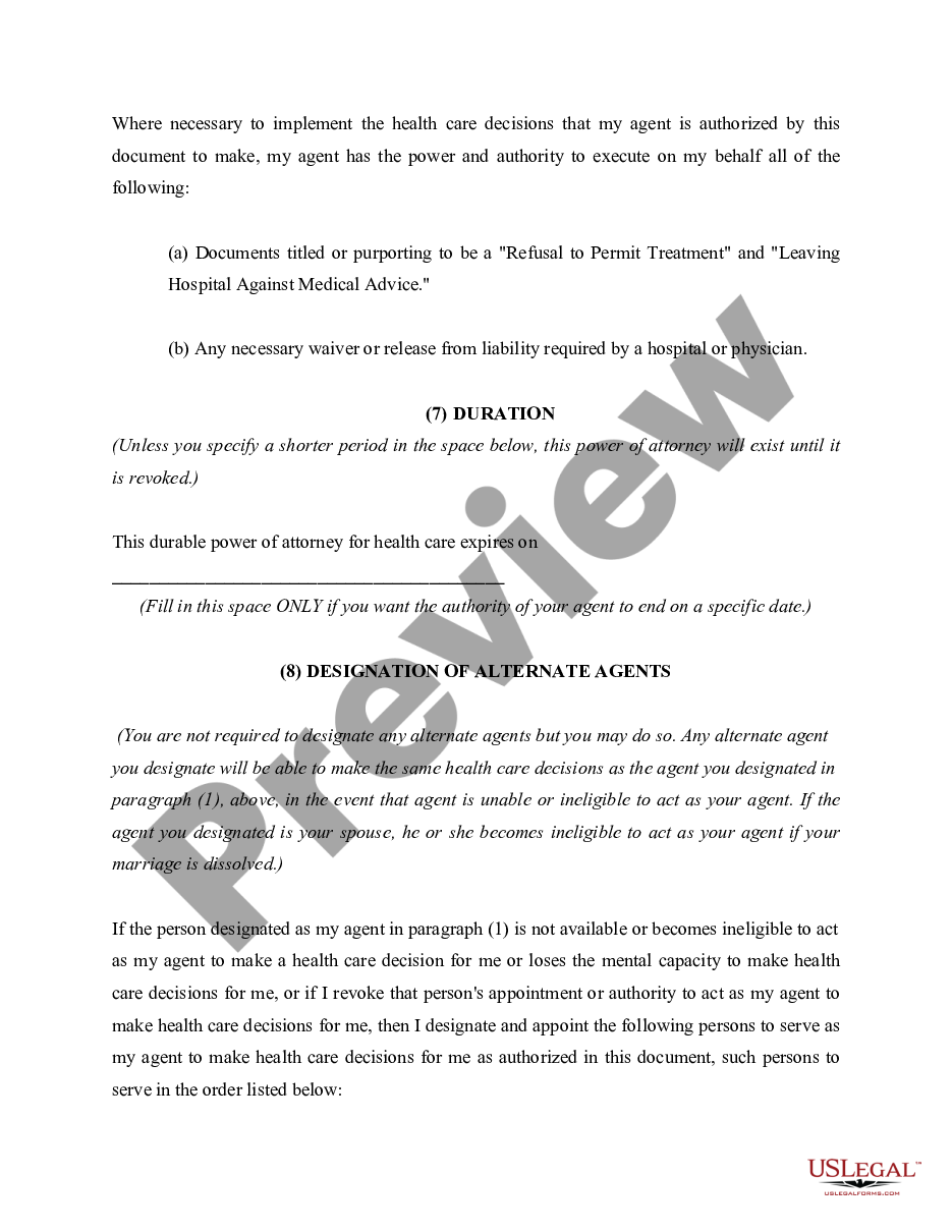 page 5 Power of Attorney for Health Care - Durable Power of Attorney for Health Care preview