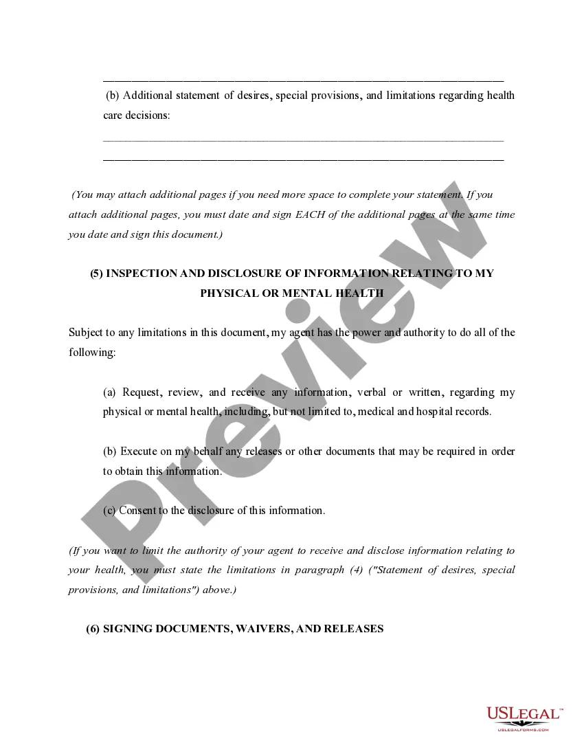 Preview Power of Attorney for Health Care - Durable Power of Attorney for Health Care