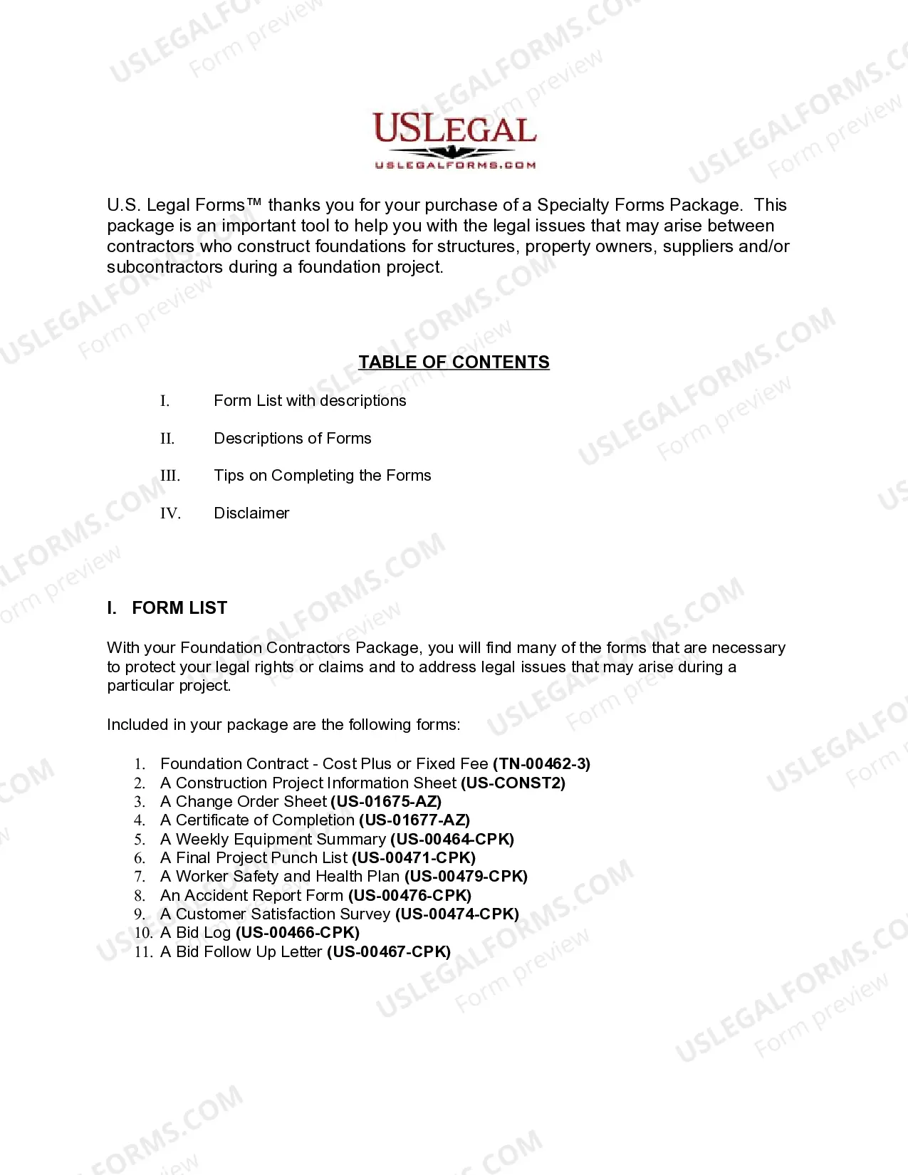 Preview Tennessee Foundation Contractor Package