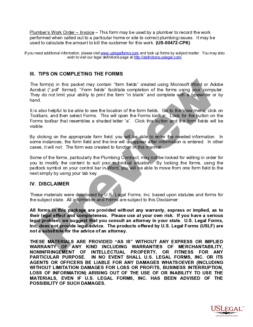 Get Tennessee Plumbing Contractor Package Preview Tennessee Plumbing Contractor Package