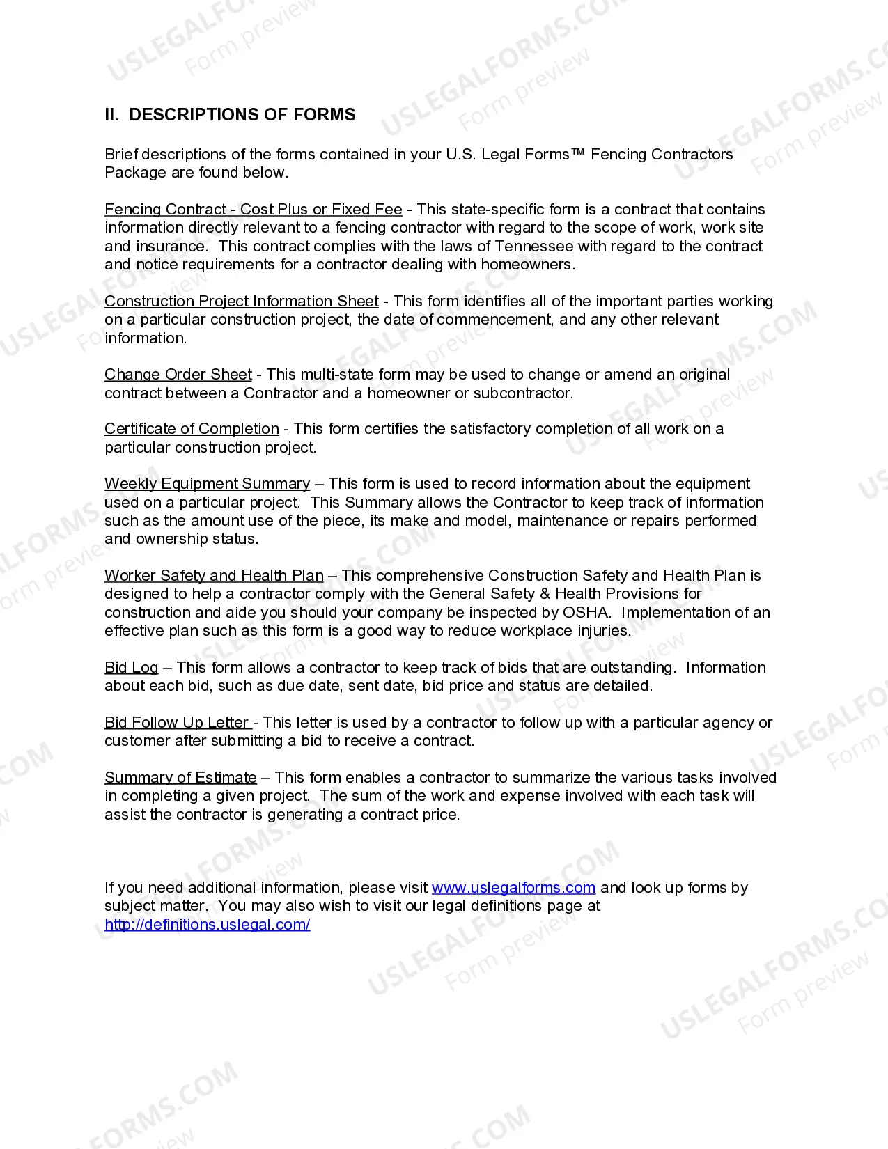 Preview Tennessee Fencing Contractor Package