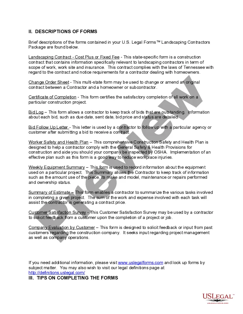 Preview Tennessee Landscaping Contractor Package