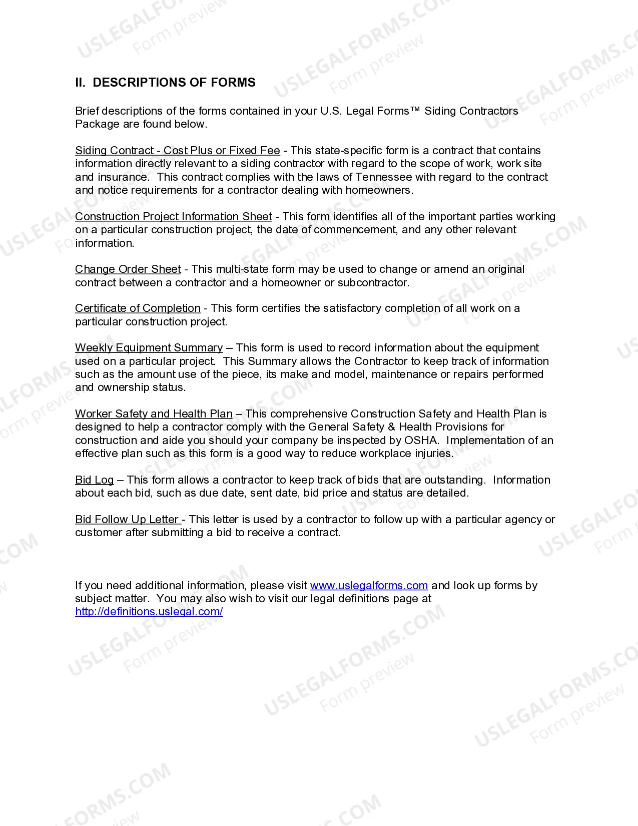 Preview Tennessee Siding Contractor Package