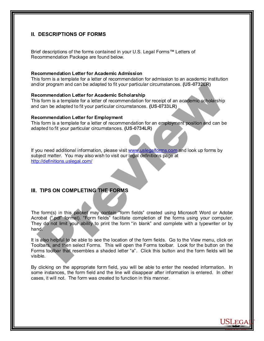 page 2 Letters of Recommendation Package preview