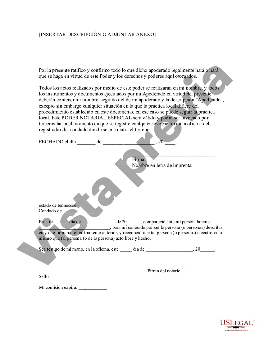 Preview Poder notarial especial o limitado para transacciones de compra de bienes raíces por parte del comprador