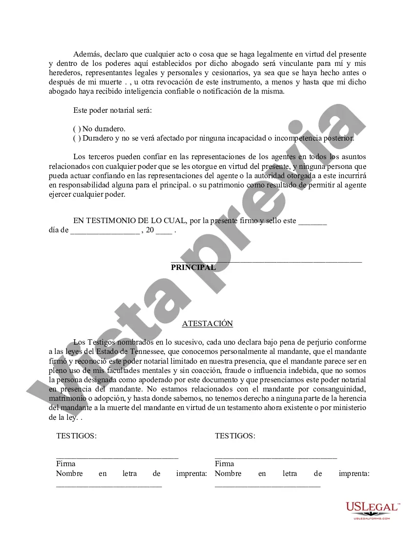 Preview Poder notarial limitado en el que se especifican poderes con ejemplos de poderes incluidos