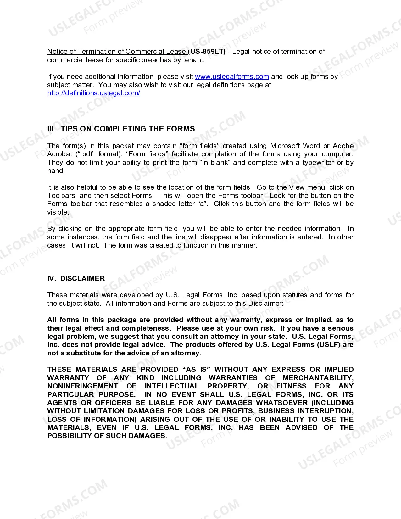 Preview Tennessee Commercial Lease Package