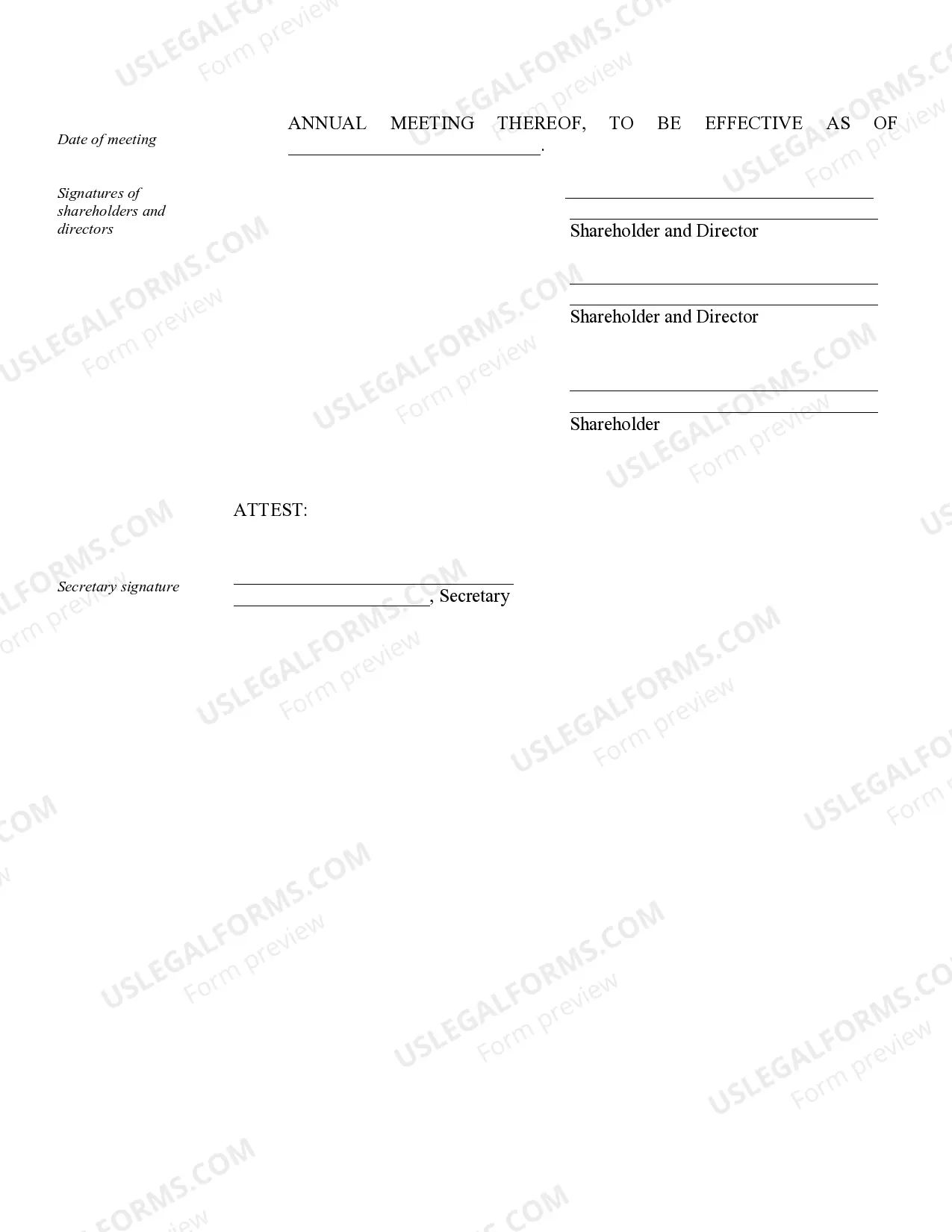 Preview Annual Minutes for a Tennessee Professional Corporation
