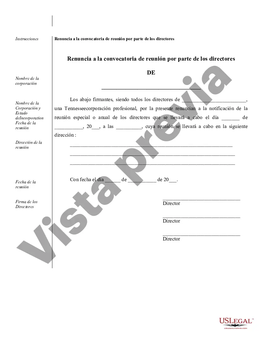 Preview Ejemplos de registros corporativos para una corporación profesional de Tennessee
