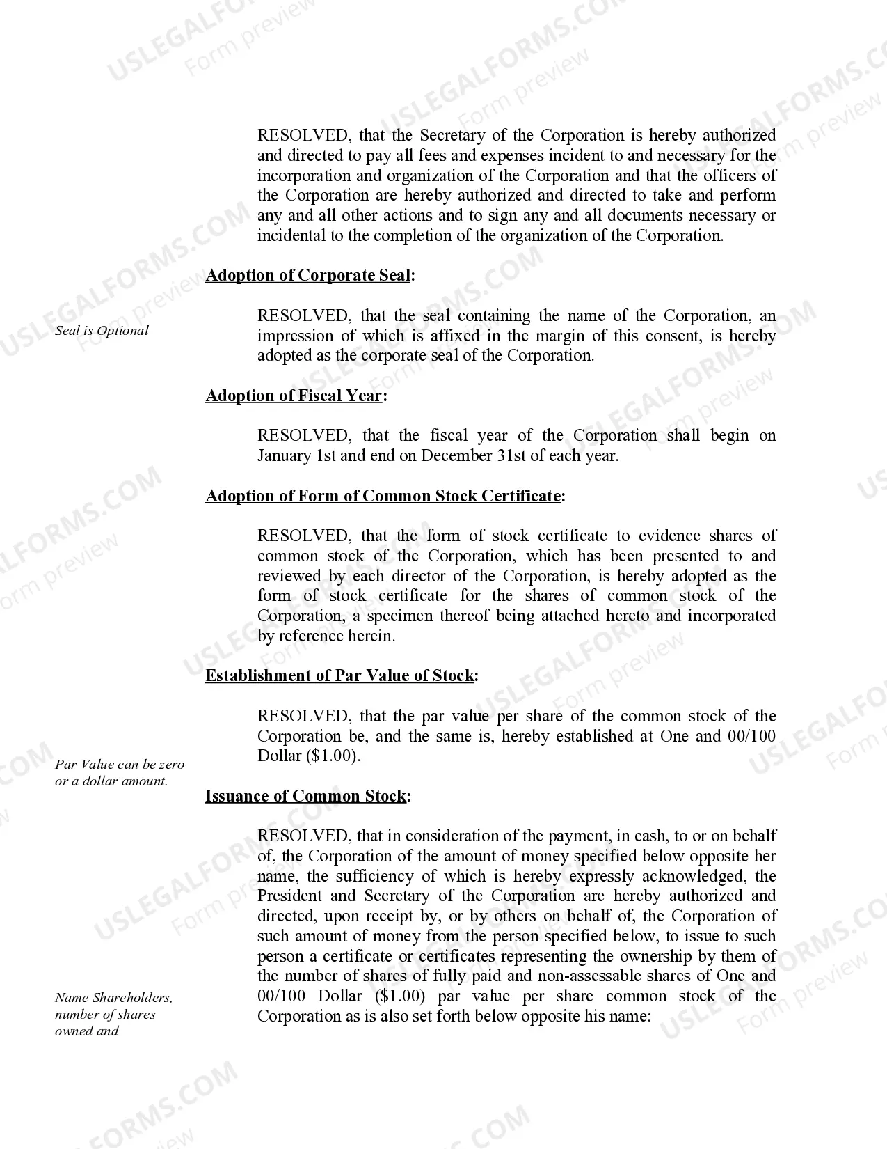 Preview Organizational Minutes for a Tennessee Professional Corporation