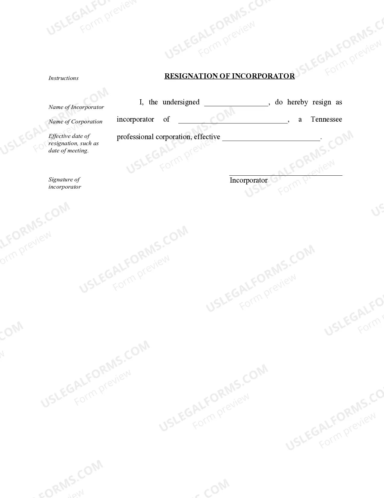 Preview Organizational Minutes for a Tennessee Professional Corporation