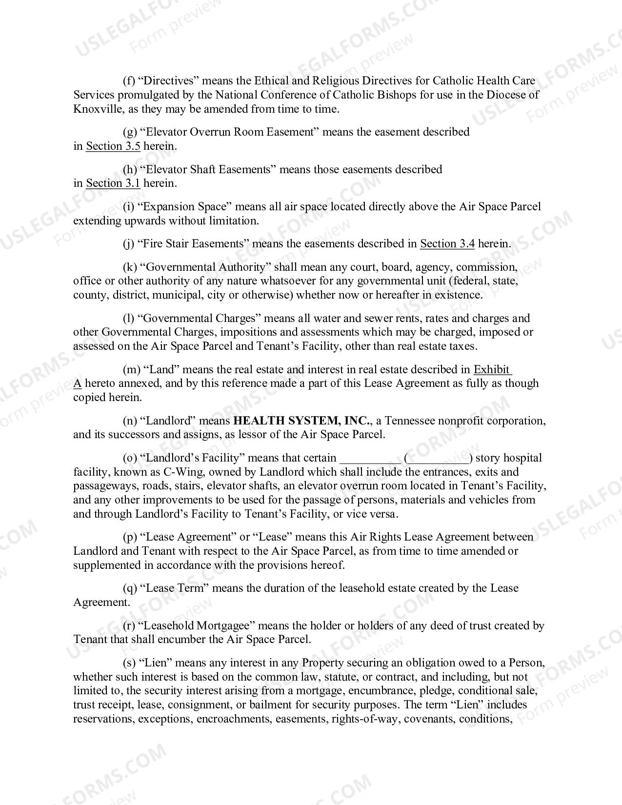 Preview Air Rights Lease Agreement