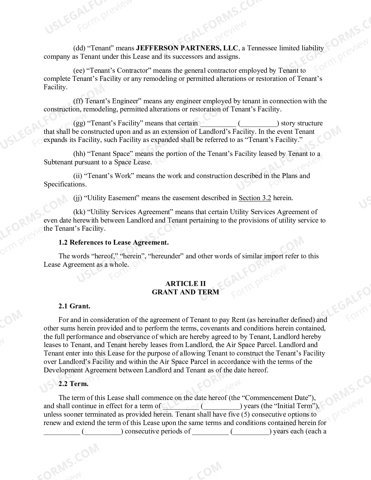Preview Air Rights Lease Agreement